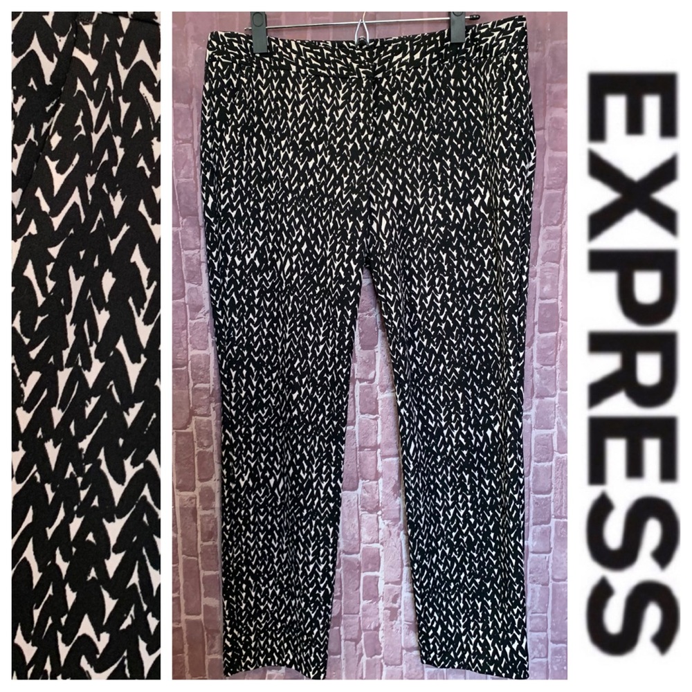 Express Black Abstract Print “Columnist” Soft Ankle Pants